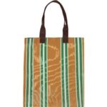 Recycled Woven Shopper - Spanish Orange & Grass Green