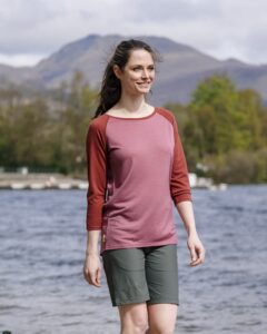 FINDRA Clothing FINDRA  Cara  3/4 Sleeve Raglan Crew Neck Size XXXL Spiced Apple/Antique Rose