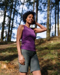 FINDRA Clothing FINDRA  Alys Merino-Lite Printed Vest Top Size XXL Purple Heather