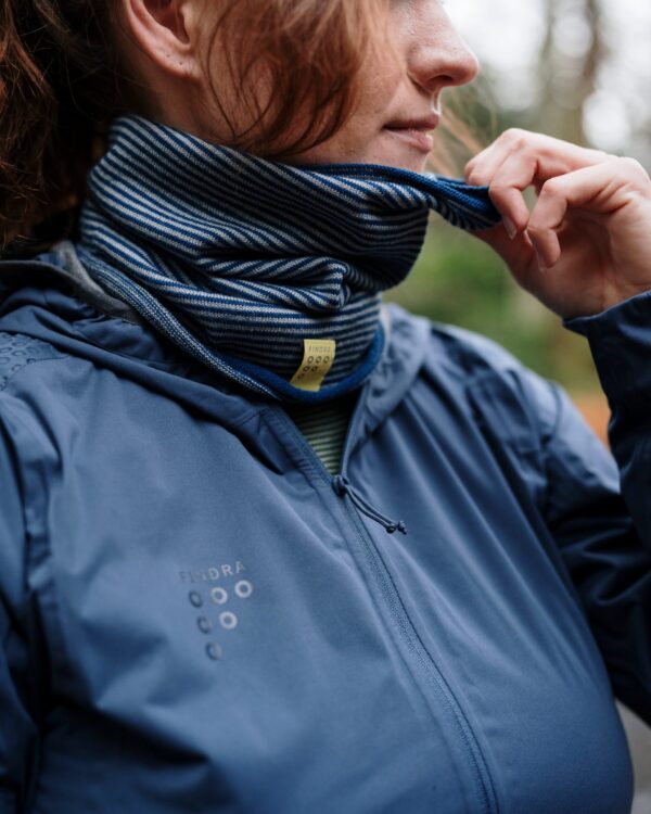 FINDRA Clothing FINDRA  Betty Merino Fine Stripe Neck Warmer French Blue/Grey Marl