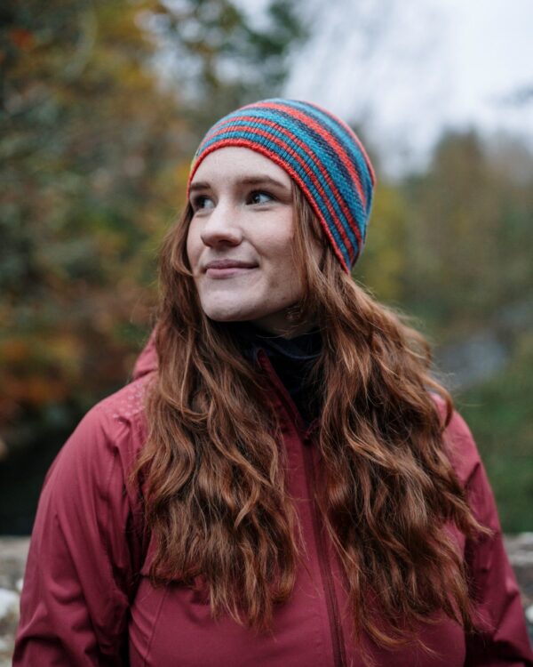 FINDRA Clothing FINDRA  Betty Stripe Lambswool Beanie Inferno/Metallic/Barracuda