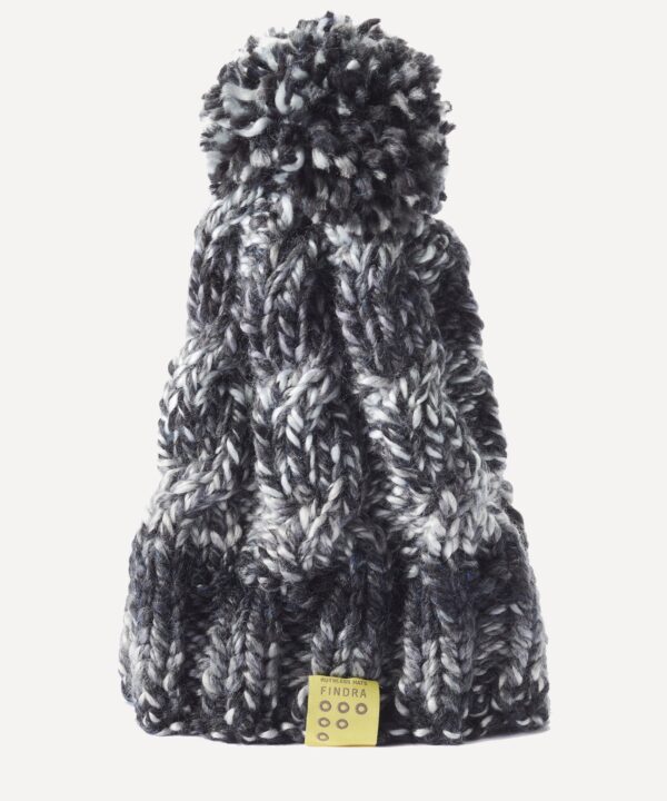 FINDRA Clothing FINDRA  Merino Blend Cable Bobble Hat Grey Marl