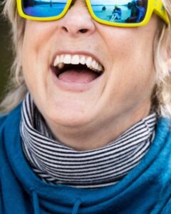 FINDRA Clothing FINDRA  Betty Merino Fine Stripe Neck Warmer Dark Navy/Oatmeal