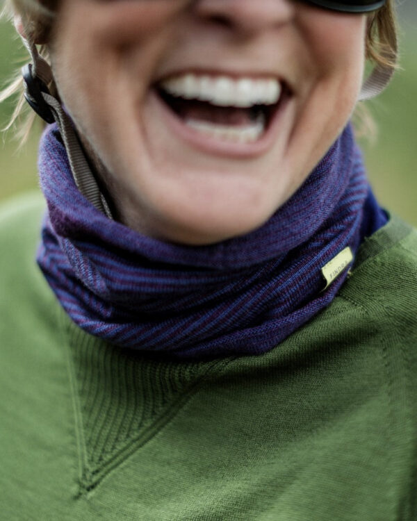 FINDRA Clothing FINDRA  Betty Merino Fine Stripe Neck Warmer Eggplant/Teal