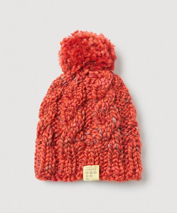 FINDRA Clothing FINDRA  Merino Blend Cable Bobble Hat Inferno